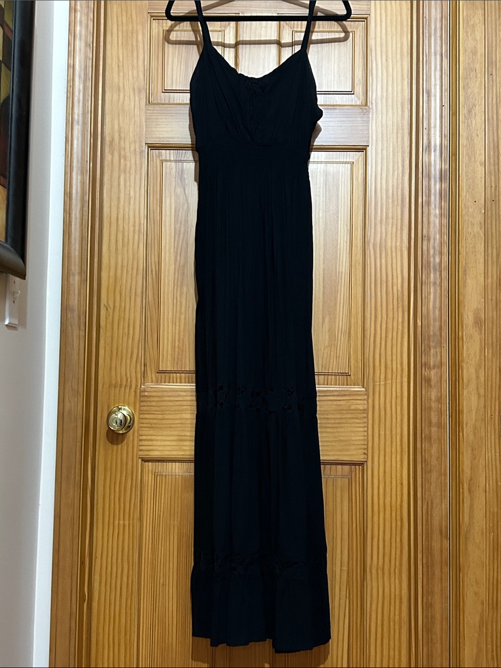 Women's Black Maxi Dress with Spaghetti Straps